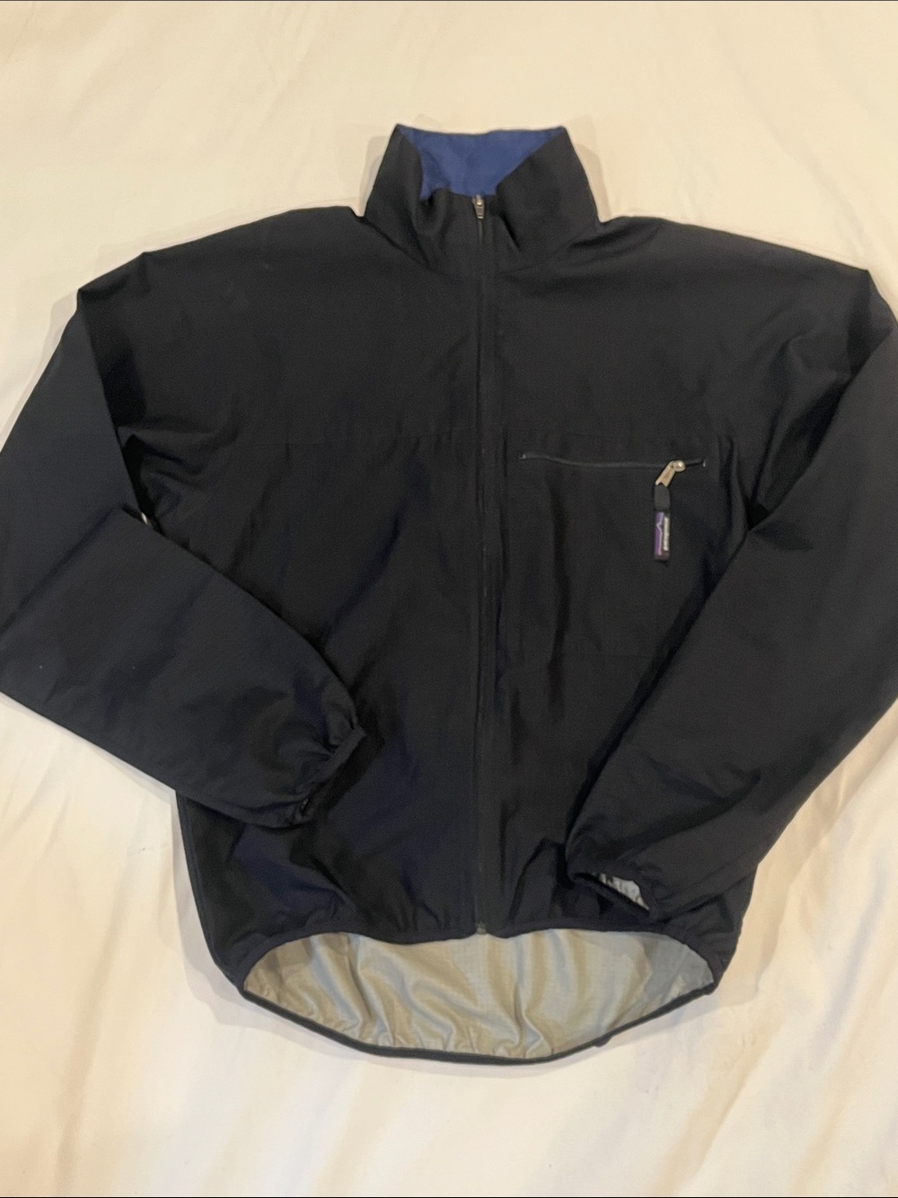 Patagonia Men's Black Windbreaker Jacket with Zip Chest Pocket